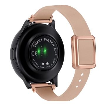 Samsung Galaxy Watch 20 mm universal læderrem med magnetisk foldespænde - Pink / Spænde I Rosaguld Og Spænde I Rosaguld