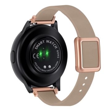 Samsung Galaxy Watch 20 mm universal læderrem med magnetisk foldespænde - Abrikos / Spænde I Rosaguld Og Spænde I Rosaguld