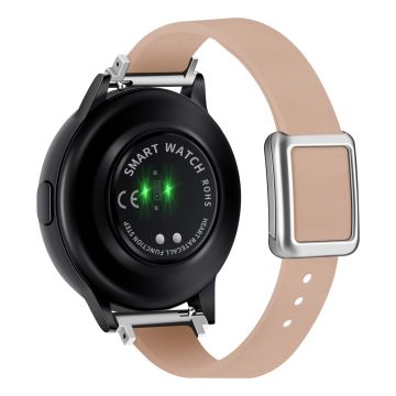 Samsung Galaxy Watch 20 mm universal læderrem med magnetisk foldespænde - Pink / Sølv Spænde Og Spænde I Rosaguld