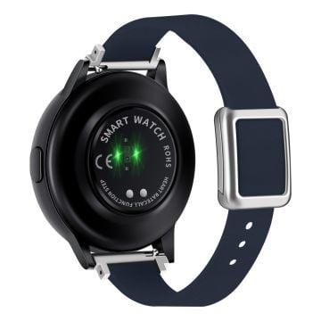 Samsung Galaxy Watch 20 mm universal læderrem med magnetisk foldespænde - Midnatsblå / Sølvspænde Og Spænde I Rosaguld