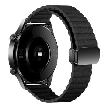 Samsung Galaxy Watch6 / Garmin Venu Sq 2 læderarmbånd 20 mm magnetisk rem - Sort