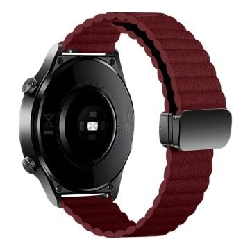 Samsung Galaxy Watch6 / Garmin Venu Sq 2 læderarmbånd 20 mm magnetisk rem - Rødvin