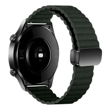 Samsung Galaxy Watch6 / Garmin Venu Sq 2 læderarmbånd 20 mm magnetisk rem - Sortliggrøn