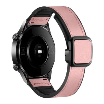 Samsung Gear S3 Classic / Garmin Vivoactive 4 Magnetic Band 22mm Læderbelagt Fleksibel Urrem - Lyserød