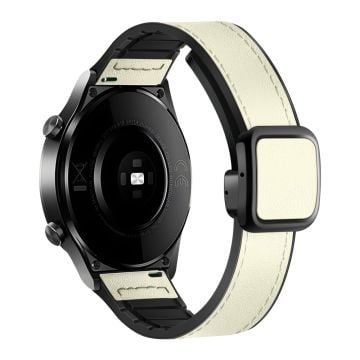 Samsung Gear S3 Classic / Garmin Vivoactive 4 Magnetic Band 22mm Læderbelagt Fleksibel Urrem - Beige