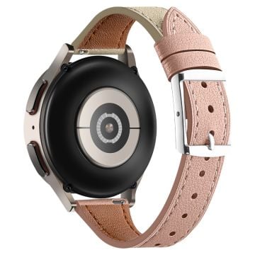 20mm Universal Smartwatch rem Ægte ko-læderrem udskiftning - Lyserød + Beige