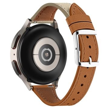 20mm Universal Smartwatch rem Ægte ko-læderrem udskiftning - Brun + Beige