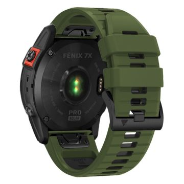 Garmin Fenix 7 Pro / Fenix 7 Silicone Watch Bands Dual-Color Replacement Strap - Militærgrøn + Sort