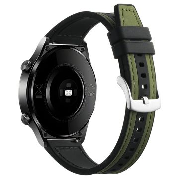 Samsung Galaxy Watch3 45mm / Huawei Watch GT 4 46mm Urrem 22mm Armbånd - Grøn + Sort