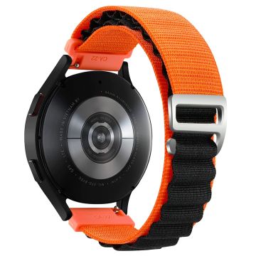 KALEBOL KLB-GSNL-001 Samsung Galaxy Watch6 / Watch6 Classic Nylon Watch Band 20mm Wrist Strap - Orange + Sort