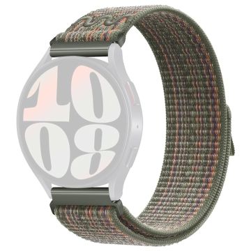 KALEBOL KLB-NLHH-002 Samsung Galaxy Watch6 / Watch6 Classic 20mm Watch Band Nylon Loop Strap - Mørkegrøn + Orange