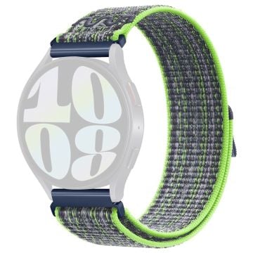 KALEBOL KLB-NLHH-002 Samsung Galaxy Watch6 / Watch6 Classic 20mm Watch Band Nylon Loop Strap - Lysegrøn + Blå