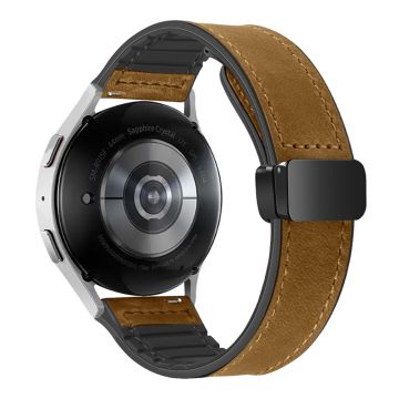 Samsung Galaxy Gear S3 Classic / Huawei Watch GT 4 46mm Magnetisk urrem i ægte okselæder, 22mm - Lysebrun