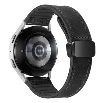Samsung Gear Sport / Huawei Watch GT 3 42mm Magnetisk urrem i ægte okselæder, 20mm - Sort