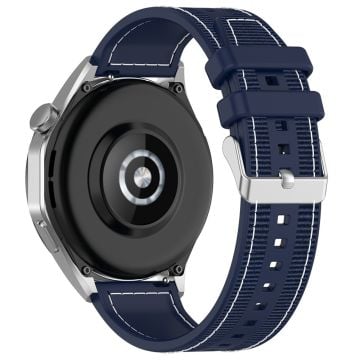 Samsung Galaxy Watch3 45mm / Huawei Watch GT 4 46mm Urrem 22mm Silikone og Nylon Armbånd - Midnatsblå