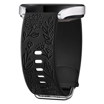 Garmin Vivomove 3 / Forerunner 645 / Samsung Gear S2 Classic Universal 20mm Carving Flower Silikone Urrem - Sort