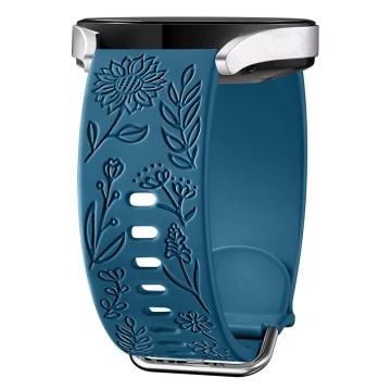 Garmin Vivomove 3 / Forerunner 645 / Samsung Gear S2 Classic Universal 20mm Carving Flower Silikone Urrem - Grøn Blå