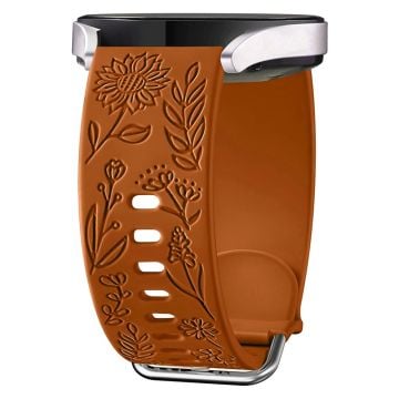 Garmin Vivomove 3 / Forerunner 645 / Samsung Gear S2 Classic Universal 20mm Carving Flower Silikone Urrem - Brun