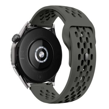 Huawei Watch GT 4 41mm / Garmin Venu 3S / 2S 18mm Silicone Strap Hollow Watch Band - Mørkegrå