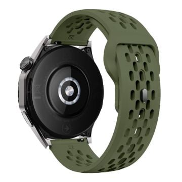 Garmin Venu 3 / Venu 2 / Vivoactive 4 22mm Watch Strap Hollow Silicone Wrist Band Replacement - Militærgrøn