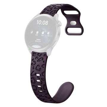 Samsung Galaxy Watch3 45mm / Huawei Watch 4 Pro 22mm Urrem Leopard Printet Design - Kirsebærrød