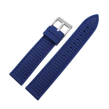 Huawei Watch GT 3 42mm / GT 3 Pro 43mm Watchband 20mm Silicone Wrist Strap - Sølvspænde / Safir + Blå Tråd