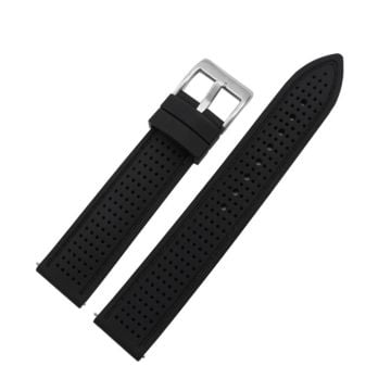 Huawei Watch GT 3 42mm / GT 3 Pro 43mm Watchband 20mm Silicone Wrist Strap - Sølvspænde / Sort + Sort Tråd