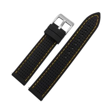 Huawei Watch GT 3 42mm / GT 3 Pro 43mm Watchband 20mm Silicone Wrist Strap - Sølvspænde / Sort + Orange Tråd