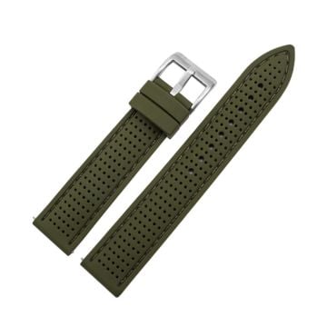 Huawei Watch GT 3 42mm / GT 3 Pro 43mm Watchband 20mm Silicone Wrist Strap - Sølvspænde / Armygrøn + Grøn Tråd