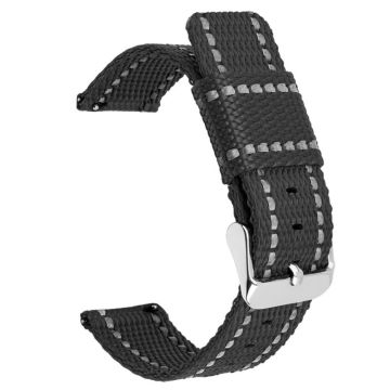 Huawei Watch GT 3 42mm / Watch GT 3 Pro 43mm Håndledsrem 20mm Texture Nylon Watchstrap - Sort / Sort