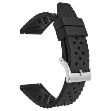 Huawei Watch GT 3 42mm / GT 3 Pro 43mm Watchstrap 20mm Fluorubber Watchstrap - Sort + Sølvspænde