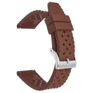 Huawei Watch GT 3 42mm / GT 3 Pro 43mm Watchstrap 20mm Fluorubber Watchstrap - Brun + Sølvspænde