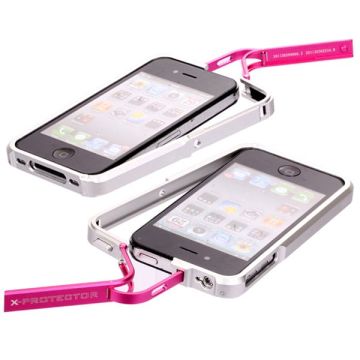 FiiO X-Fighter (Silver Half) - Pink) Alu Bumper Til Iphone 4/4S