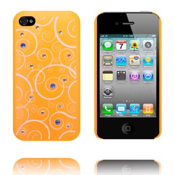 Hvide Spiraler - Mat Transparent (Oransje) Iphone 4S Cover - Orange