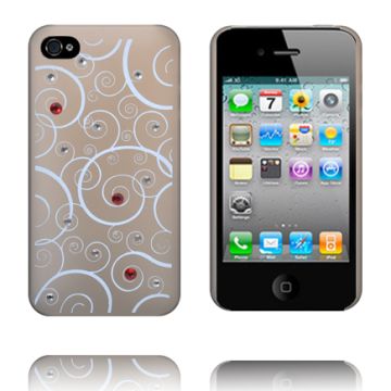 Hvide Spiraler - Mat Transparent (Oransje) Iphone 4S Cover - Grå