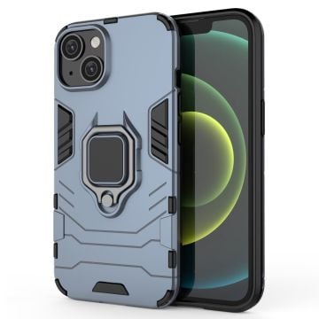 iPhone 14 6,1 tommer Anti-fall Phone Case Ring Kickstand Robust stødsikkert fleksibelt og hårdt bump-resistent bagcover - Blå