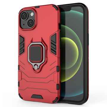 iPhone 14 6,1 tommer Anti-fall Phone Case Ring Kickstand Robust stødsikkert fleksibelt og hårdt bump-resistent bagcover - Rød