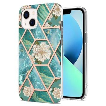 Marble design iPhone 14 cover - Blå Blomster