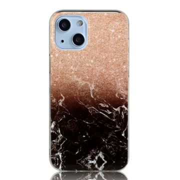 Marble design iPhone 14 cover - Rosa Guld Sort Marmor