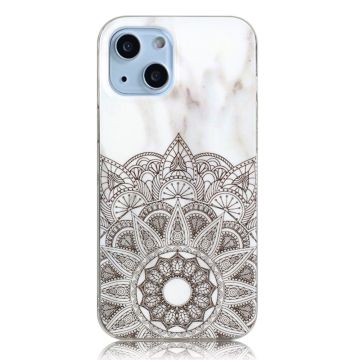 Marble design iPhone 14 cover - Mandala-Blomst / Marmor