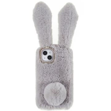 Fluffy Rabbit iPhone 14 Cover - Sølv/Grå