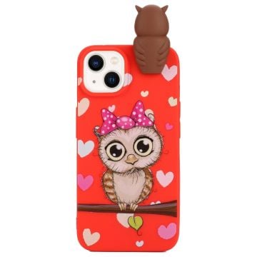 Cute 3D iPhone 14 cover - Rød Ugle