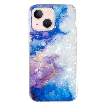 Marble design iPhone 14 cover - Himmelblå Lilla Marmor