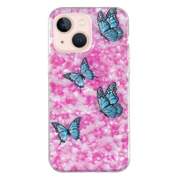 Marble design iPhone 14 cover - Sommerfugl Og Blomst