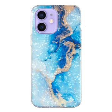 Marble design iPhone 12 Mini cover - Blå Guldmarmor