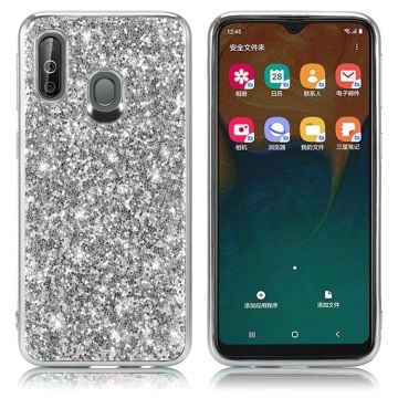 Glitter Samsung Galaxy A40 cover - Sølv