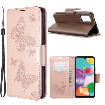 Butterfly Samsung Galaxy A41 Etui - Rødguld