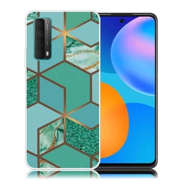 marmor Huawei Y7A / P Smart 2021 etui - Teal marmor Tile