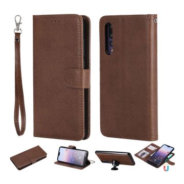 Huawei P20 Pro aftageligt læder flip etui - Brun