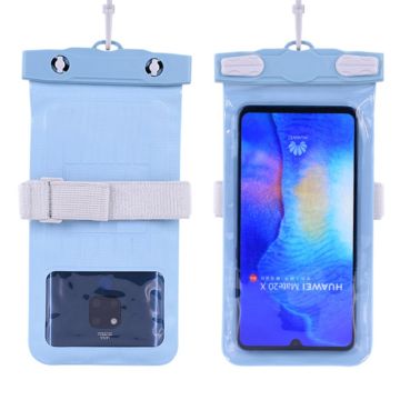 Universal waterproof pouch with lanyard for 7.2inch smartphones - Baby Blue